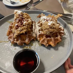 Hot honey chicken and waffles