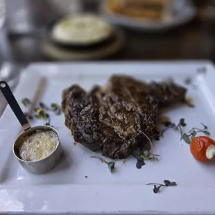 Steak with garlic butter.