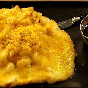 Mac and Cheese Pancake with Habanero Maple Syrup