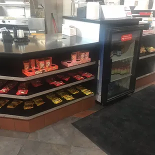 a display of food items