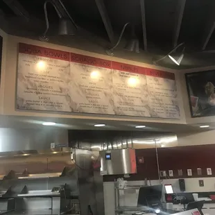 a menu on the wall