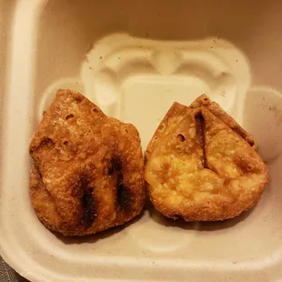 Burnt Crab Rangoon. Thanks but no thanks!