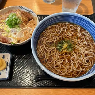 Katsu don with hot soba set