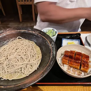 Small Unagi( eel)  Don with soba set.