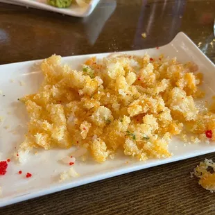 Inside of Blue Ridge roll -no spice justa TON of fried temura batter.