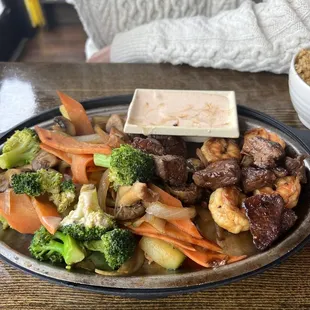 Shrimp and steak hibachi