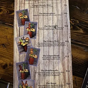 Bloody Mary menu