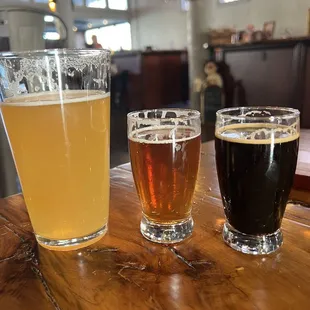 three different beers