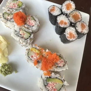 Salmon roll and California Roll
