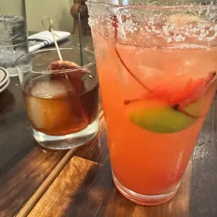 Smoked Manhattan and Cherry lime margarita