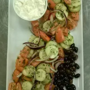 Catering platter of Bulgarian style salad