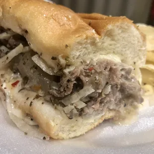a close up of a sub sandwich