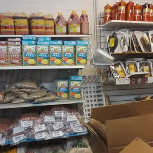 shelves of various foods
