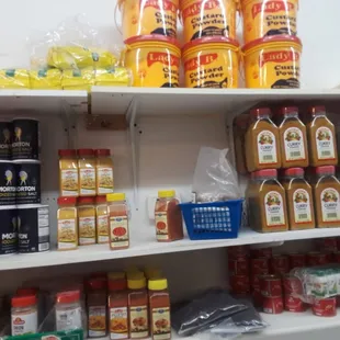 shelves full of food