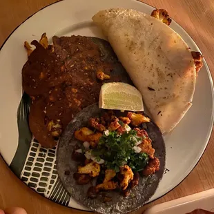 Cauliflower Tacos and quesadilla