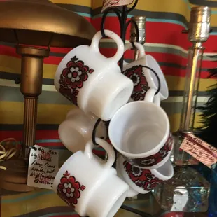 Mill glass mugs &amp; stand