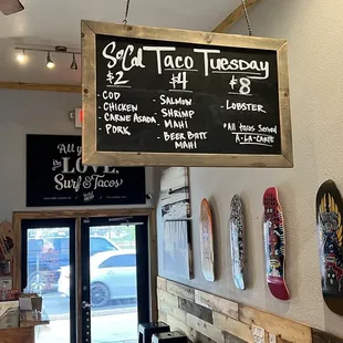 Taco Tuesday menu.