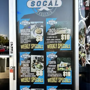 Outside Menu of Specials