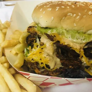 Spicy Chicken Bacon Ranch Sandwich with Fries