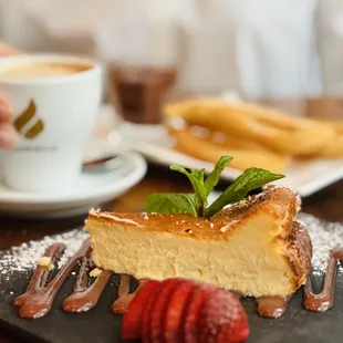 TARTA DE QUESO traditional Basque cheesecake, strawberry sauce