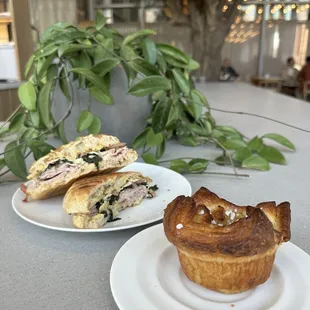 two plates of pastries on a table