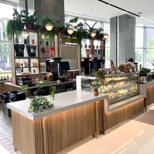 the interior of a modern restaurant