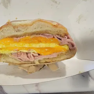 Ham, egg, and cheddar