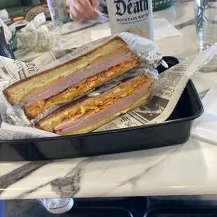 The "Poolside Barbie". Ham and cheese with nacho cheese Doritos