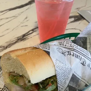 great sandwich &amp; drink