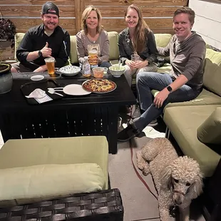 Courtyard photo with the chef to the far left.