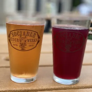 two glasses of cider