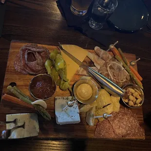 Meat and cheese board - yum!!