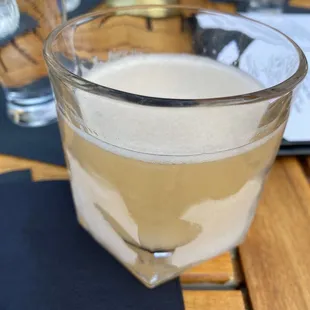 Grapefruit and vodka thing in a frozen glass!! Incredible and very grapefruit forward!