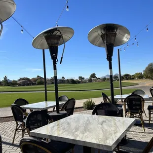 View from outdoor seating on golf course.