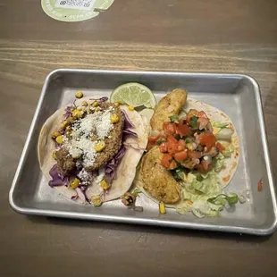 Fried Avocado Taco + Fried Mushroom Taco