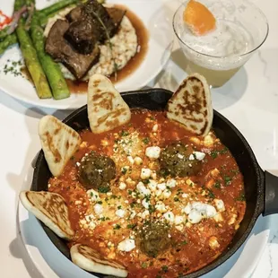 a skillet of food