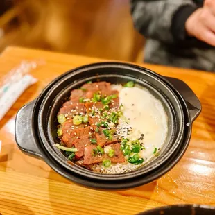 Cha siu and egg claypot