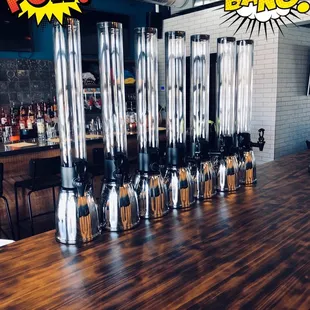 a bar with a bunch of drinks on it
