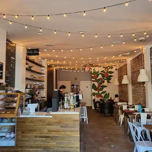 the interior of a cafe