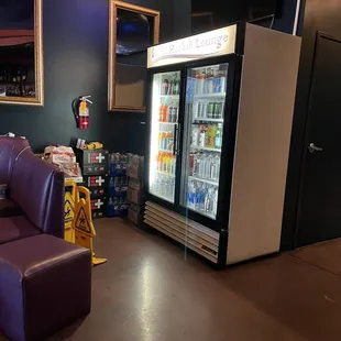 a couch and a cooler