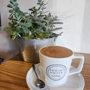 Dirty chai tea latte. In a relaxing spot on a cool fall morning.