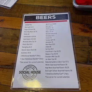 Beer Menu