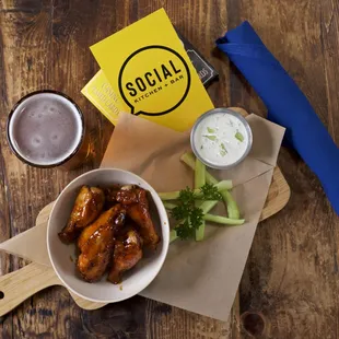 Hot Honey BBQ Wings and Beer