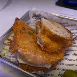 Not Yo Momma's Grilled Cheese with holy sauce and vampire cheese. My favorite from the menu!