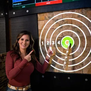 Axe throwing re-imagined. Digitally projected games to give a fun variety.