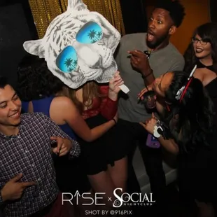 a group of people at a party