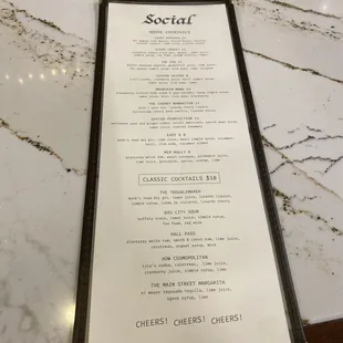 Drink menu