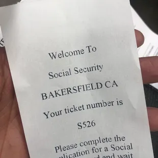 Ticket waiting to be called