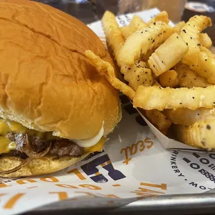 Onion burger and it is soft, cheesy, and juicy