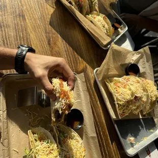 Chicken and Beed double tacos